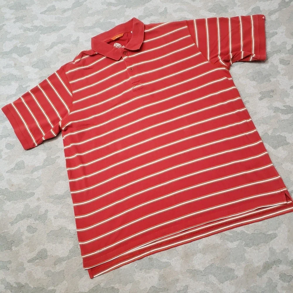Nike ACG Polo Shirt Mens 2XL Red Short Sleeve‎ Striped Outdoors